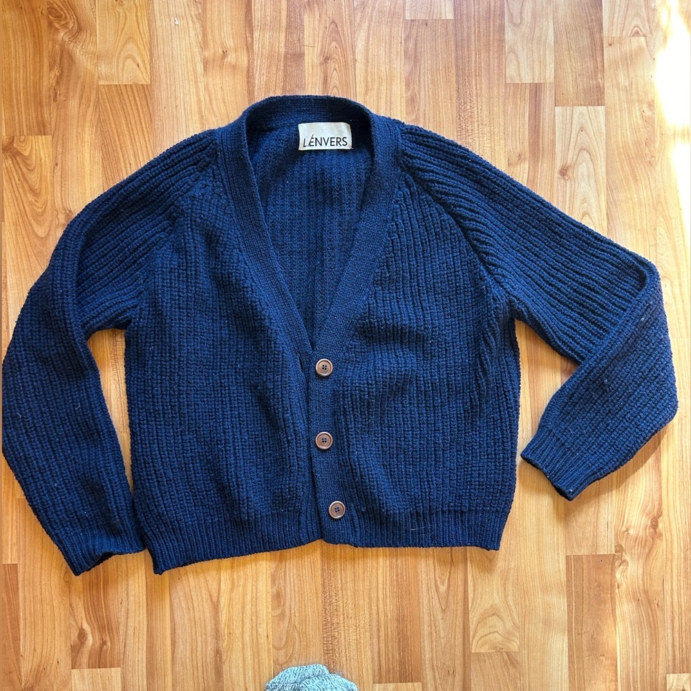 L’Envers wool cardigan, S navy